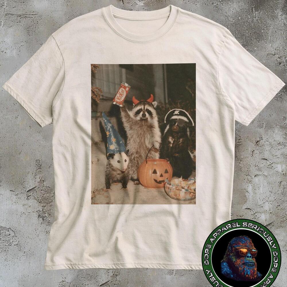 Raccoon Halloween Shirt, Funny Opossum And Skunk Trick Or Treat Tee